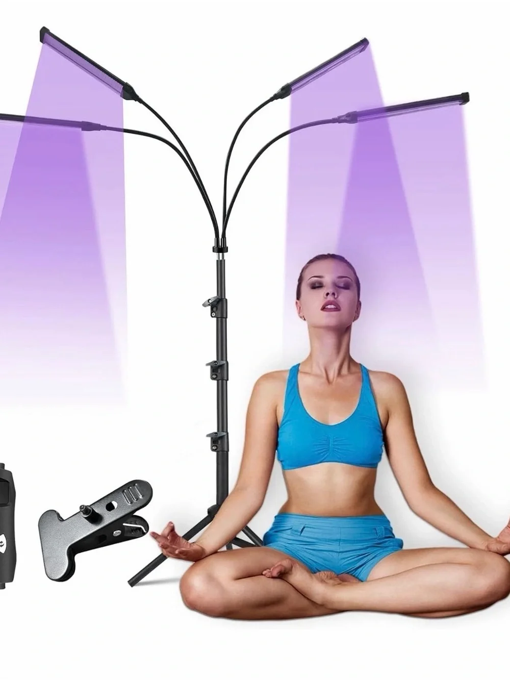 Home LED Tanning Lamp - Adjustable Floor Stand with Multi-Head UV Tanning Light